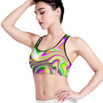 Abstract Holographic Liquid Trippy Print Women's Sports Bra