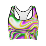 Abstract Holographic Liquid Trippy Print Women's Sports Bra