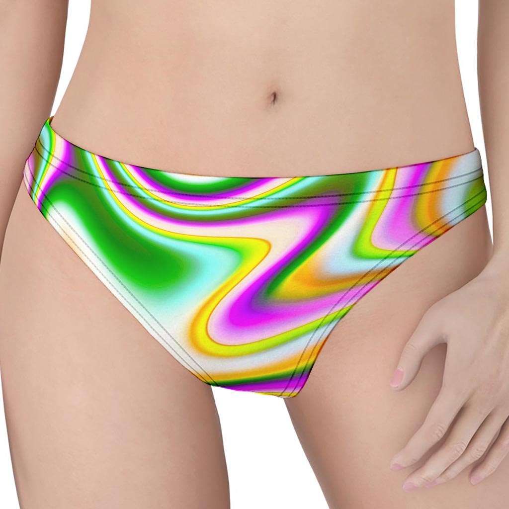 Abstract Holographic Liquid Trippy Print Women's Thong