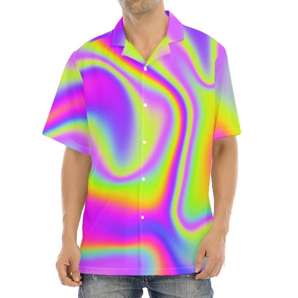 Abstract Holographic Trippy Print Aloha Shirt