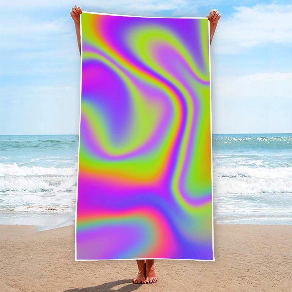 Abstract Holographic Trippy Print Beach Towel