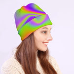 Abstract Holographic Trippy Print Beanie