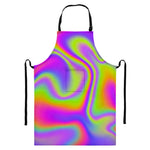 Abstract Holographic Trippy Print Bib Apron With Pocket