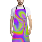 Abstract Holographic Trippy Print Bib Apron With Pocket