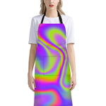 Abstract Holographic Trippy Print Bib Apron With Pocket