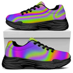 Abstract Holographic Trippy Print Black Chunky Shoes
