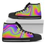 Abstract Holographic Trippy Print Black High Top Sneakers