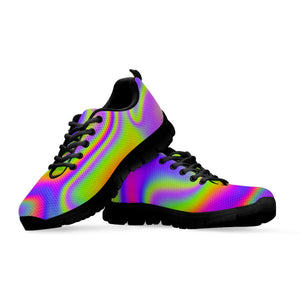 Abstract Holographic Trippy Print Black Running Shoes