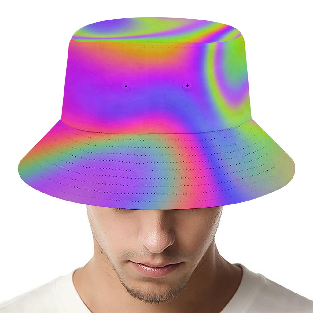 Abstract Holographic Trippy Print Bucket Hat