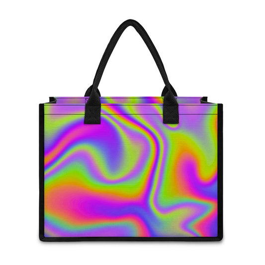 Abstract Holographic Trippy Print Canvas Tote Bag