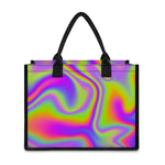 Abstract Holographic Trippy Print Canvas Tote Bag