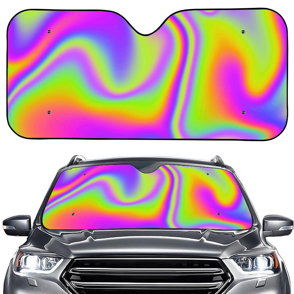 Abstract Holographic Trippy Print Car Windshield Sun Shade