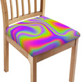 Abstract Holographic Trippy Print Chair Cushion Cover