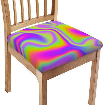 Abstract Holographic Trippy Print Chair Cushion Cover