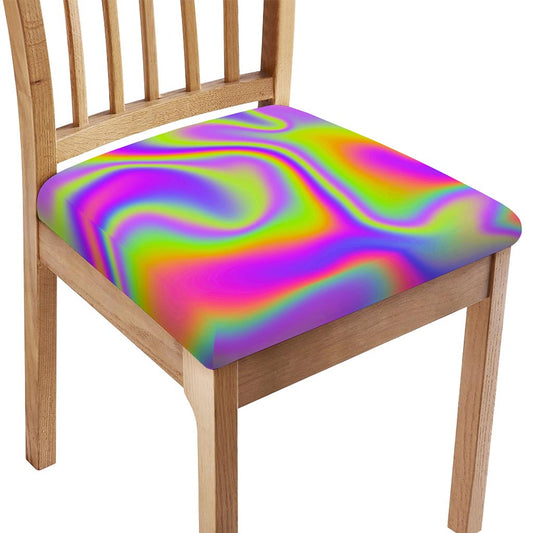 Abstract Holographic Trippy Print Chair Cushion Cover