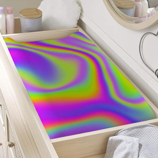 Abstract Holographic Trippy Print Changing Pad Cover