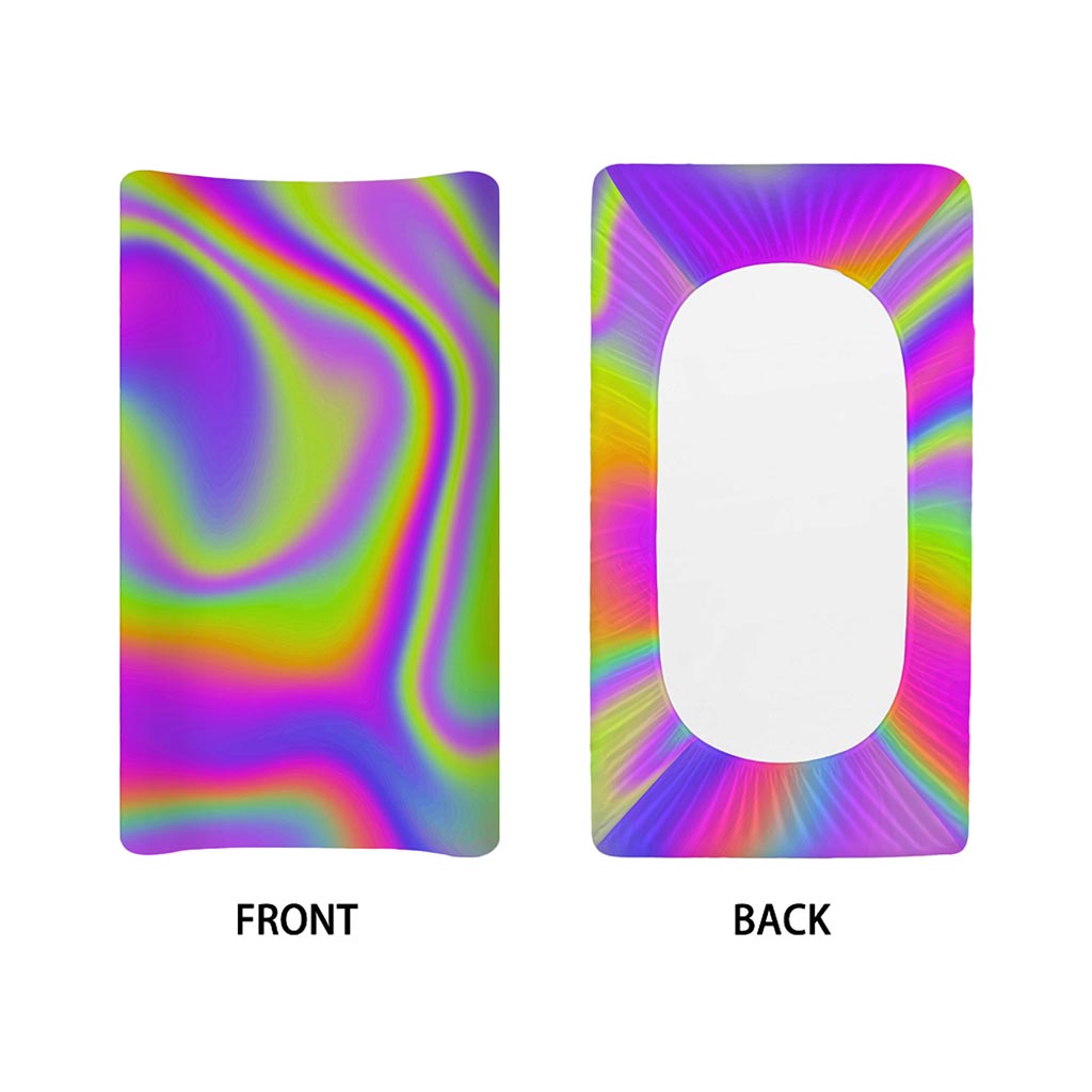 Abstract Holographic Trippy Print Changing Pad Cover