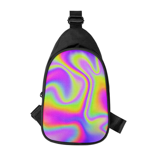 Abstract Holographic Trippy Print Chest Bag