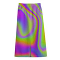 Abstract Holographic Trippy Print Cotton Front Slit Maxi Skirt
