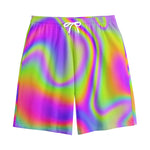 Abstract Holographic Trippy Print Cotton Shorts