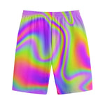 Abstract Holographic Trippy Print Cotton Shorts