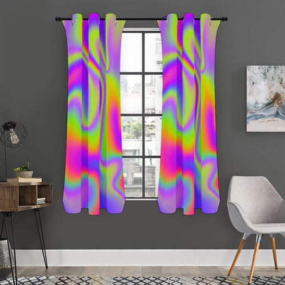 Abstract Holographic Trippy Print Curtain