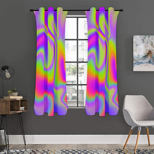 Abstract Holographic Trippy Print Curtain