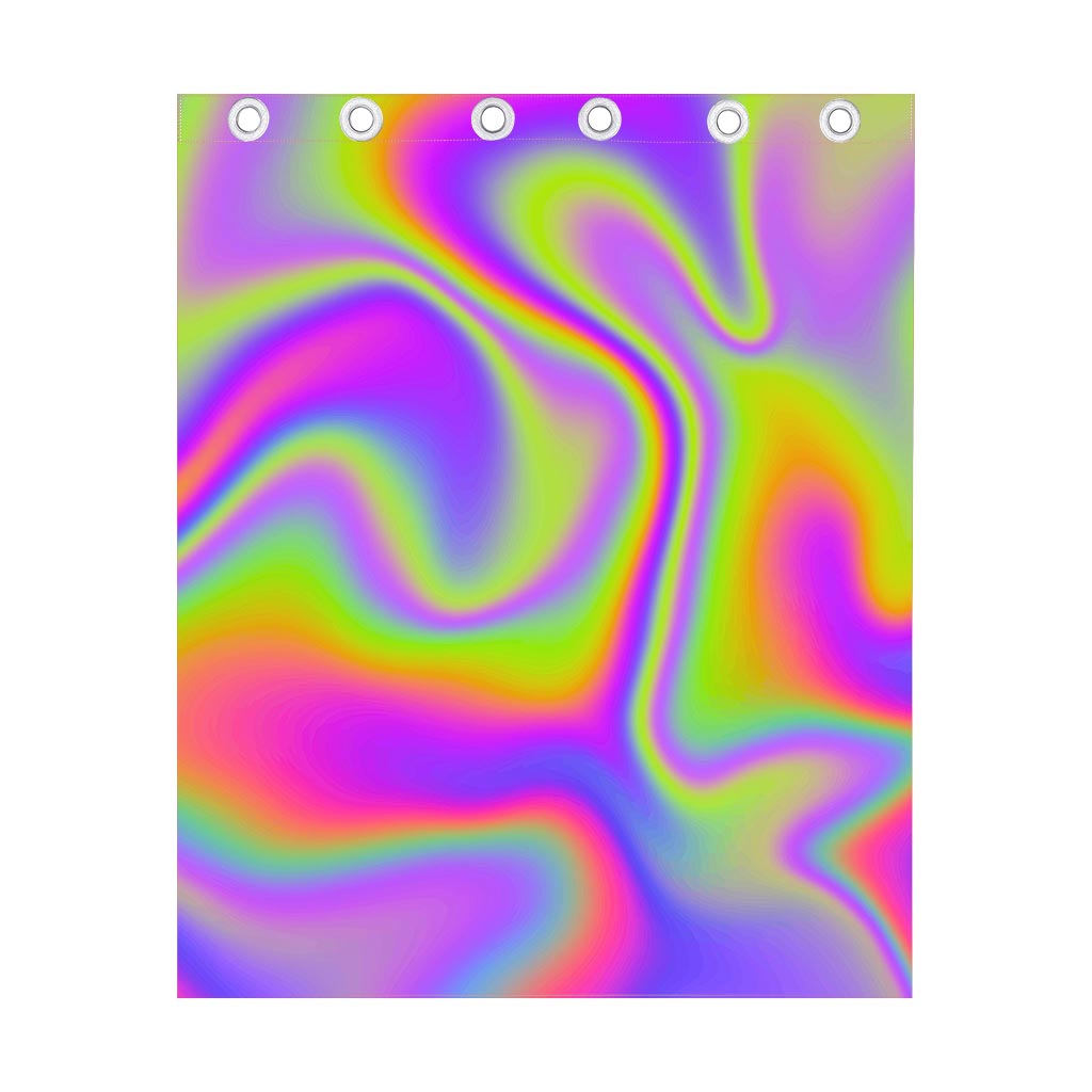 Abstract Holographic Trippy Print Curtain