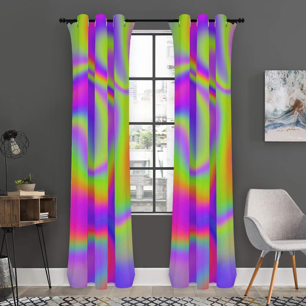 Abstract Holographic Trippy Print Curtain