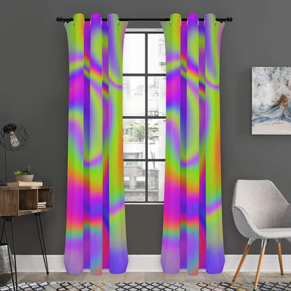 Abstract Holographic Trippy Print Curtain
