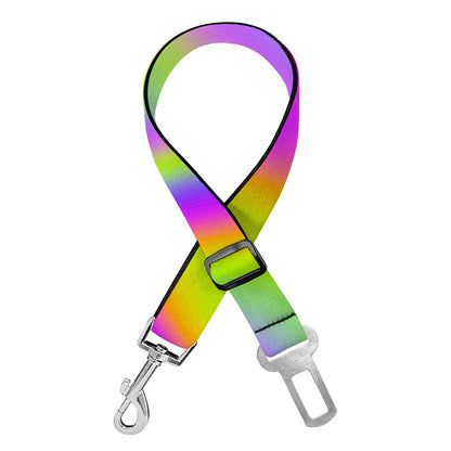 Abstract Holographic Trippy Print Dog Seat Belt