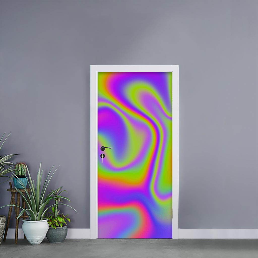 Abstract Holographic Trippy Print Door Sticker