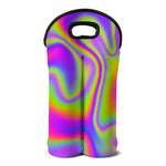 Abstract Holographic Trippy Print Double Neoprene Wine Tote