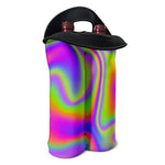 Abstract Holographic Trippy Print Double Neoprene Wine Tote