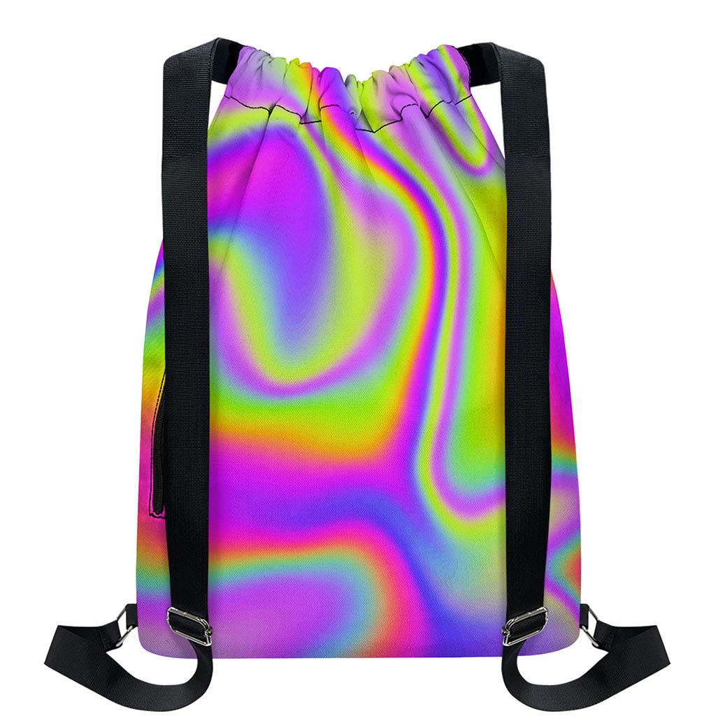 Abstract Holographic Trippy Print Drawstring Backpack