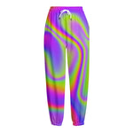 Abstract Holographic Trippy Print Fleece Lined Knit Pants