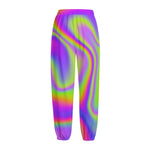 Abstract Holographic Trippy Print Fleece Lined Knit Pants