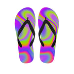 Abstract Holographic Trippy Print Flip Flops
