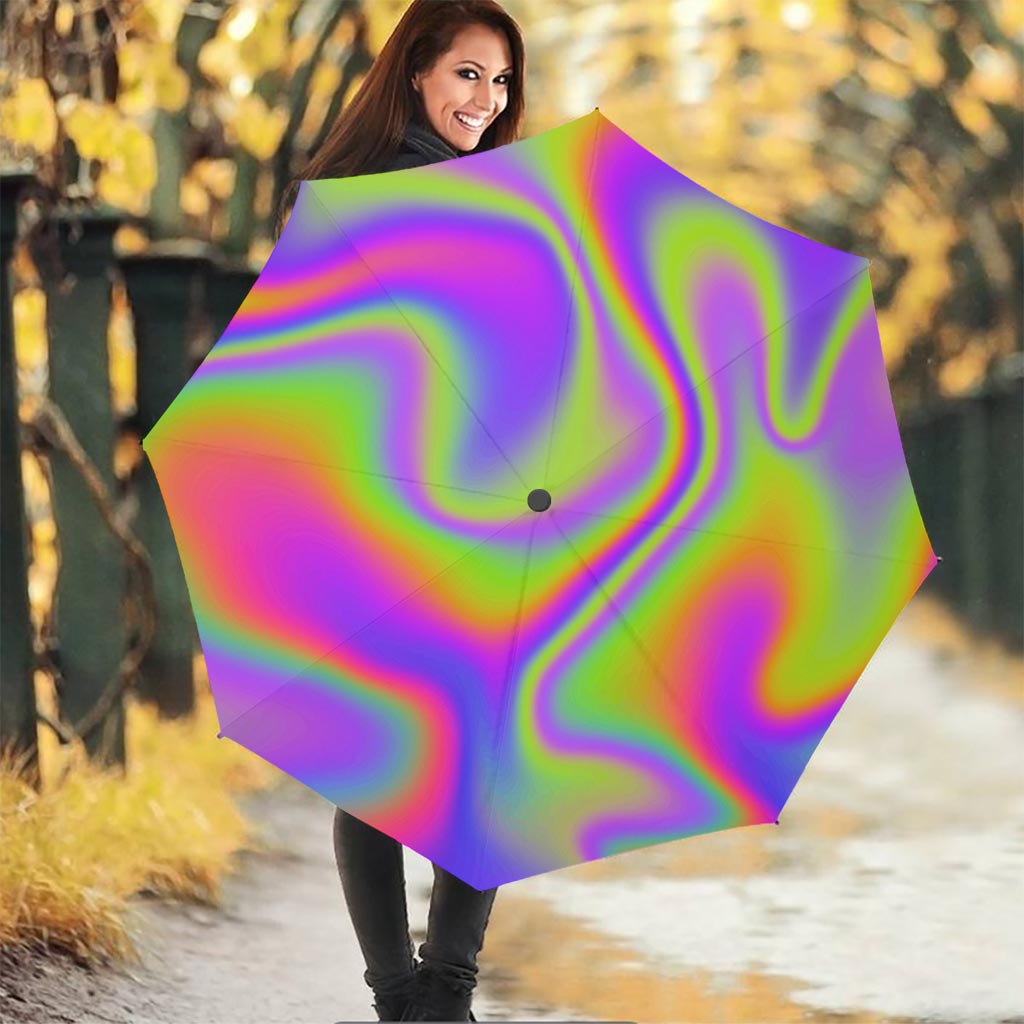 Abstract Holographic Trippy Print Foldable Umbrella
