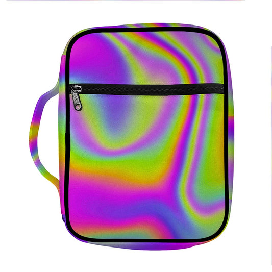 Abstract Holographic Trippy Print Front Pocket Bible Bag
