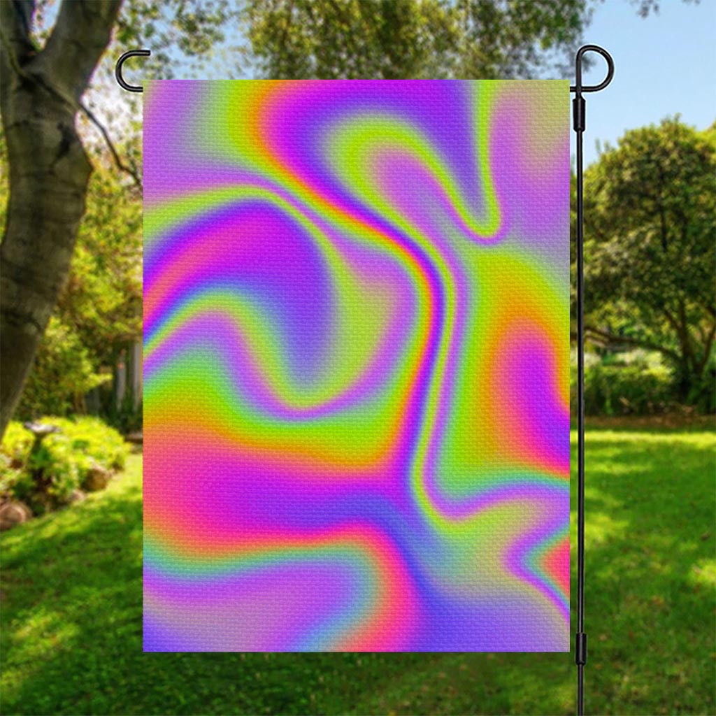 Abstract Holographic Trippy Print Garden Flag