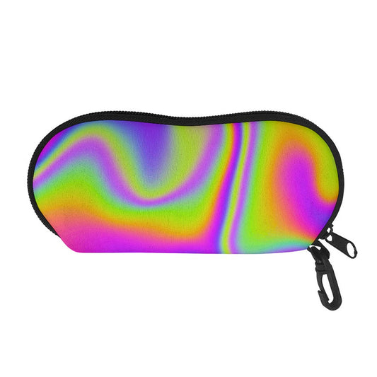 Abstract Holographic Trippy Print Glasses Case