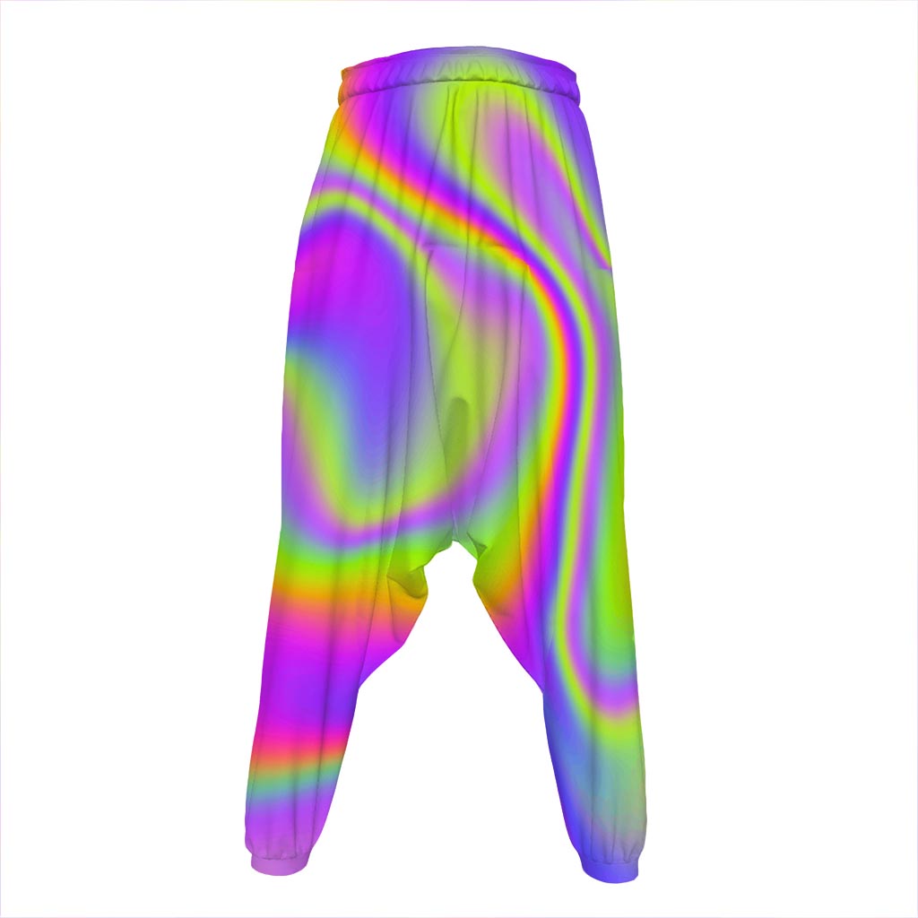 Abstract Holographic Trippy Print Hammer Pants