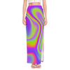 Abstract Holographic Trippy Print High Slit Maxi Skirt