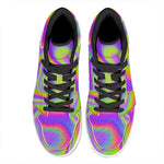 Abstract Holographic Trippy Print High Top Leather Sneakers