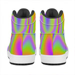 Abstract Holographic Trippy Print High Top Leather Sneakers