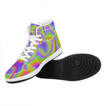 Abstract Holographic Trippy Print High Top Leather Sneakers