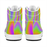 Abstract Holographic Trippy Print High Top Leather Sneakers