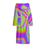Abstract Holographic Trippy Print Hooded Bathrobe
