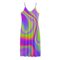 Abstract Holographic Trippy Print Jersey Midi Cami Dress